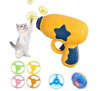 GUUZETU Pistolet catapulte Libellule en Bambou, Lanceur de Beyblades d'entraînement interactif pour Chatons, Jouet à hélices Volantes avec Lueur LED, Jeux de Chasse pour Chats (C-)