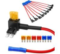 GUUZI 10 pièces 12-24 V Micro 2 Voiture fusible de Circuit supplémentaire Adaptateur de Robinet Micro 2 APT ATR Jeu de fusibles à Lame pour Voitures camions Bateaux avec fusible 5/10/15 A