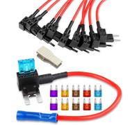GUUZI 10 pièces 12-24V Mini Voiture add-a-Circuit fusible Robinet Adaptateur Mini APM ATM Lame fusible Ensemble pour Voitures camions Bateaux avec fusible 3/5/7.5/10/15Amp