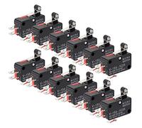 GUUZI 12 pièces Micro Interrupteur de Fin de Course Momentané SPDT 1NO 1NC Court Charnière Rouleau Levier Bras Interrupteur pour Arduino V-155-1C25