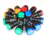 GUUZI 16pcs Voyant Rouge/Jaune/Bleu/Vert 22mm LED Panneau Pilote AC 220V-380V 20mA Indicateur Signal Lampe (Chaque Couleur 4pcs)