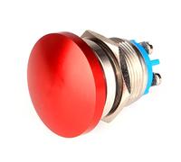 Guuzi 19mm 3V/6V/12V/24V/48V/110V/220V Bouton Poussoir Momentané en Métal à Tête Champignon Bouton de Démarrage Rond 1NO on Off Borne à Vis Bombée à Réinitialisation Automatique (Rouge)