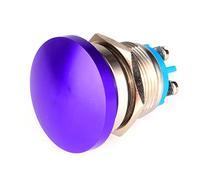 Guuzi 19mm 3V/6V/12V/24V/48V/110V/220V Bouton Poussoir Momentané en Métal à Tête Champignon Bouton de Démarrage Rond 1NO on Off Borne à Vis Bombée à Réinitialisation Automatique (Bleu)