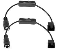 Guuzi 2pcs DC vers 4 broches/3 broches PC ventilateur avec interrupteur, DC 5,5 mm x 2,1 mm prise femelle vers 3/4 broches connecteur mâle PC boîtier ventilateur câble convertisseur d'alimentation