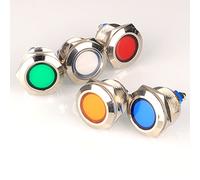 GUUZI 5pcs 12V-24V 19mm LED Métal Indicateur Lampe Étanche Signal Lampe Rouge Vert avec Fil