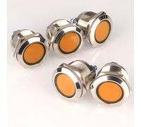 GUUZI 5pcs 12V-24V 22mm LED Métal Indicateur Lampe de Signalisation Étanche avec Fil(Jaune)