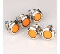 GUUZI 5pcs LED Métal Voyant Étanche Signal Lampe 12V-24V 19mm avec Fil (Jaune)