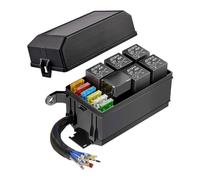 GUUZI Boîte à Fusibles et Relais 12 V Pré-câblée, 6 Emplacements de Relais et 6 Porte-fusibles ATC/ATO, avec 6 Fusibles et 5 5-Broches JD1914 à Relais 1 4-Broches RTT7121 à Relais