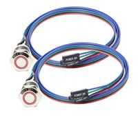 Guuzi Châssis Commutateur Hôte Bouton Métallique,Ordinateur Hôte Commutateur Câble Boîtier PC Bouton D'alimentation LED Alimentation ATX Marche/Arrêt pour Bricolage Commutateur 60cm-2pcs(12mm)