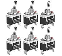 GUUZI Interrupteur à Bascule Robuste 12V-24V-48V-110V/10A, 220V-230V/6A, SPST 2Pin Interrupteur Marche/Arrêt Barre Métallique -6 Pack