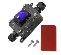 Guuzi Interrupteur à Cordon en ligne Etanche IP67 DPST AC 20A-125V, 16A-250V, Interrupteur à bascule Marche/arrêt Double prise avec lumière bleue, interrupteur de lampe D'alimentation en ligne