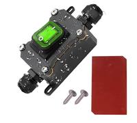 Guuzi Interrupteur à cordon en ligne Etanche IP67 DPST AC 20A-125V, 16A-250V, Interrupteur à bascule Marche/arrêt double prise avec lumière verte, Interrupteur de lampe D'alimentation en ligne