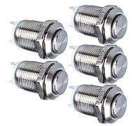 GUUZI Lot de 5 Boutons Poussoirs Momentanés en Métal Etanche SPST Sans Bouton Momentané 2A 12V/24V/125V/250V 12mm (Tête Haute)