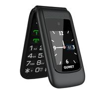 Guwet Téléphone portable pliable pour personnes âgées sans contrat, double SIM 2G GSM avec bouton d'appel d'urgence SOS, grands boutons avec batterie 1600 mAh, USB-C, double écran 2,4" + 1,77", noir