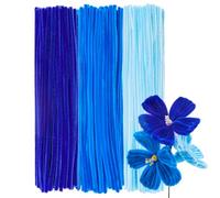 GUWINA 300 Pièces Fil Chenille Bleu pour Loisirs Créatifs, 30cm Long et 8mm d'Épaisseur, Lot de Cure Pipe Multicolores, 3 Couleurs pour Fleurs DIY et Décoration Festive (Dégradé de Bleu)