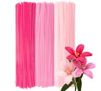 GUWINA 300 Pièces Fil Chenille Rose pour Loisirs Créatifs, 30cm Long et 8mm d'Épaisseur, Lot de Cure Pipe Multicolores, 3 Couleurs pour Fleurs DIY et Décoration Festive (Dégradé de Rose)
