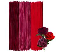 GUWINA 300 Pièces Fil Chenille Rouge pour Loisirs Créatifs, 30cm Long et 8mm d'Épaisseur, Lot de Cure Pipe Multicolores, 3 Couleurs pour Fleurs DIY et Décoration Festive (Dégradé de Rouge)