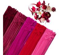 GUWINA 500 Pièces Fil Chenille Rouge pour Loisirs Créatifs, 30cm Long et 8mm d'Épaisseur, Lot de Cure Pipe Multicolores, 5 Couleurs pour Fleurs DIY et Décoration Festive (Dégradé de Rouge)