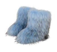 GuyAna Bottes de Neige pour Femmes, Bottes en Fausse Fourrure Moelleuses à Talons Hauts (Bleu, 37 EU)