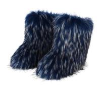 GuyAna Bottes de neige pour femmes, bottes en fourrure, bottes d'hiver à talons hauts en fausse fourrure moelleuses (C,37)