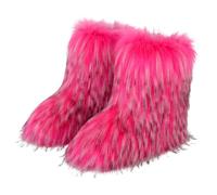 GuyAna Bottes de neige pour femmes, bottes en fourrure, bottes d'hiver à talons hauts en fausse fourrure moelleuses (H,42)