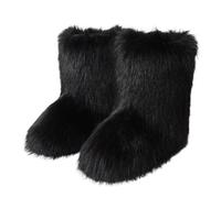 GuyAna Bottes de neige pour femmes, bottes en fourrure, bottes d'hiver à talons hauts en fausse fourrure moelleuses (I,42)