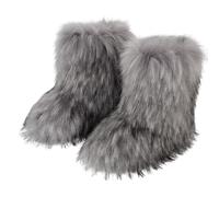 GuyAna Bottes de neige pour femmes, bottes en fourrure, bottes d'hiver à talons hauts en fausse fourrure moelleuses (B,42)