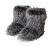 GuyAna Bottes de neige pour femmes, bottes en fourrure, bottes d'hiver à talons hauts en fausse fourrure moelleuses (J,37)