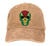 Guyana Flag Sugar Skull Cute Adjustable Hat for Men&Women 100% Cotton Black