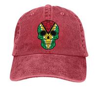 Guyana Flag Sugar Skull Cute Adjustable Hat for Men&Women 100% Cotton Black