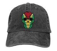 Guyana Flag Sugar Skull Cute Adjustable Hat for Men&Women 100% Cotton Black