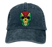 Guyana Flag Sugar Skull Cute Adjustable Hat for Men&Women 100% Cotton Black