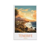 GuyAna Impression sur toile vintage de Tenerife - Motif paysage d'Espagne - 20 x 30 cm - Décoration murale pour salon, chambre à coucher
