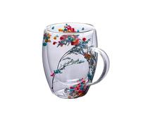 GUYANA Mug Personnalisé Tasse en verre à Double paroi remplie de fleurs sèches avec poignée, tasse à thé et à café résistante à la chaleur, 1 pièce Tasse Personnalisable (Color : B 1PCS350ml)