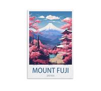 GuyAna Poster de voyage japonais Mount Fuji - 50 x 75 cm - Décoration murale pour salon, chambre à coucher