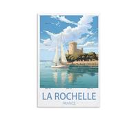 GuYaNa Poster de voyage La Rochelle France - Impression sur toile pour décoration murale de salon, chambre à coucher - 20 x 30 cm