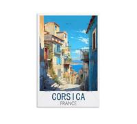 GuYaNa Poster de voyage vintage Corse France - 20 x 30 cm - Impression sur toile pour décoration murale de salon, chambre à coucher