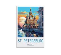 GuYaNa Poster de voyage vintage de Saint-Pétersbourg Russie - 20 x 30 cm - Décoration murale pour salon, chambre à coucher