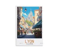 GuyAna Poster de voyage vintage Lyon Fourviere - 50 x 75 cm - Décoration murale pour salon, chambre à coucher
