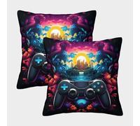 GUYDZOOM Gaming Equipment Games Themed Housses De Coussin Décoratives, Housse De Coussin À Fermeture Éclair Cachée, Décoration pour Voiture, Maison, Canapé, Housse De Coussin De Lit, Lot De 2 45x45cm
