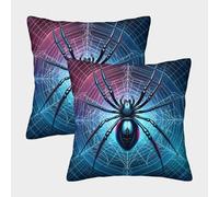 GUYDZOOM Spider Lot De 2 Housses De Coussin, Housse De Coussin Décorative À Thème, Housse De Coussin De Canapé, Jardin Extérieur, Fermeture Éclair Cachée 40x40cm