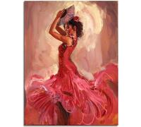 GUYFAM Affiche Flamenco Femme Danseuse Espagnole - Art Mural Toile Peinture Estampes Danseurs Espagnols - Décoration Intérieure 50x70cm Sans Cadre
