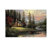GUyfam Poster Thomas Kinkade « A Peaceful Retreat » sur toile - Décoration murale pour salon, chambre à coucher - 60 x 90 cm