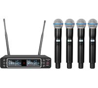 GUYH-Lk4 Pro Wireless Microphone System,4-Channel Uhf Adjustable Frequencies,Cordless Mic With 4 Handheld Dynamic Microphones,260Ft Range,Microphone For Singing,Church,Karaoke,Party,Dj
