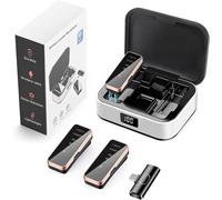 GUYH-Micro Cravate Sans Fil,Micro Cravate Pour Avec Étui De Chargement,Microphone À Pince À Réduction De Bruit Pour Un Enregistrement Audio Clair Pour Les Vlogs,Youtube,Interviews
