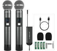 GUYH-Micro Sans Fil Professionnel Numérique,Avec 2 Microphones Dynamiques À Main,2X5 Groupes De Fréquences Uhf,Mini Récepteur,Micro Karaoke En Métal Pour L'Église,Le Dj,Le Chant(Pdp-2-2H)
