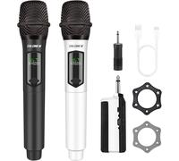 GUYH-Microphone Sans Fil Professionnel,Système De Dual Microphone À 2.4 Ghz Karaoké Dynamique Rechargeable Avec Récepteur,160Ft Ext,Idéal Pour Karaoké,Chants,Fêtes,Soirées,Dj,K60-2 Noir Blanc