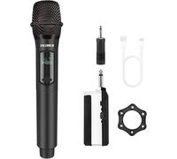 GUYH-Microphone Sans Fil Professionnel,Système De Microphone À 2.4 Ghz Karaoké Dynamique Rechargeable Avec Récepteur,160Ft Ext,Pour Karaoké,Chants,Fêtes,Soirées,Dj,Églises,Discours,K60-1 Noir