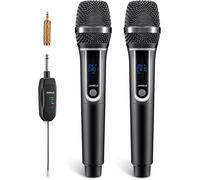 GUYH-Microphones Sans Fil,Système De Microphone Double Karaoké Uhf Avec Récepteur Rechargeable,Ensemble De Microphone Dynamique Sans Fil Pour Chanter,Mariage,Dj,Fête,Discours