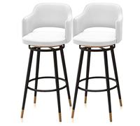 Guyifuny Bar Stools Set of 1/2/3/4, White Swivel Breakfast Chair Tall Velvet Barstools, Kitchen Island Counter Chairs for Breakfast Home Kitchen Restaurant Dining Room(2 PCS,75cm(29.5in))